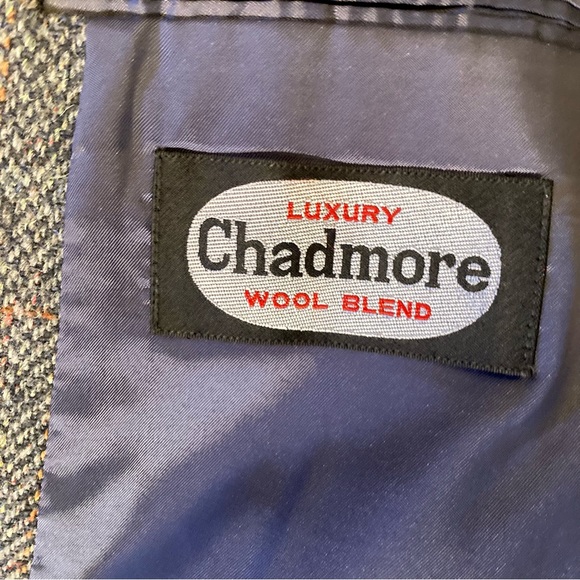 Vintage Luxury Chadmore Wool Blend Herringbone L 38 Gray/Blue/Orange Mens Blazer - Picture 7 of 12